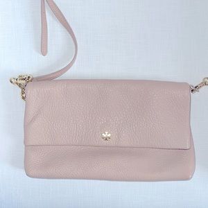 Tory Burch Foldover Crossbody Bag in Light Oak Beige